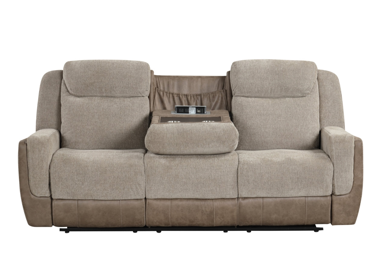 Brown Power Reclining 3-Piece Living Room Set with USB Charging – Sofa, Loveseat & Recliner