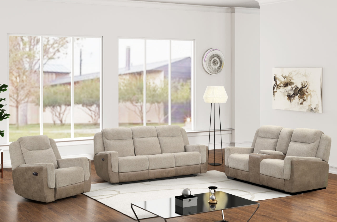 Brown Power Reclining 3-Piece Living Room Set with USB Charging – Sofa, Loveseat & Recliner
