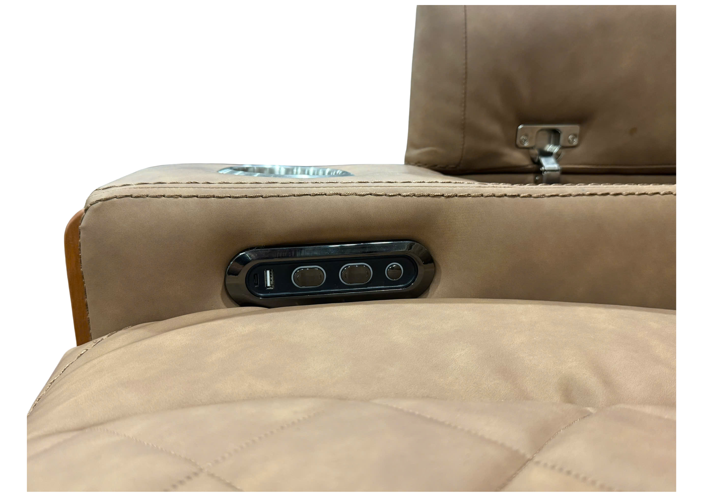 Modern 3-Piece Power Reclining Living Room Set in Camel - Power Headrests, USB & Wireless Charging, Hidden Armrest Storage, Cup Holders, & Reading Light