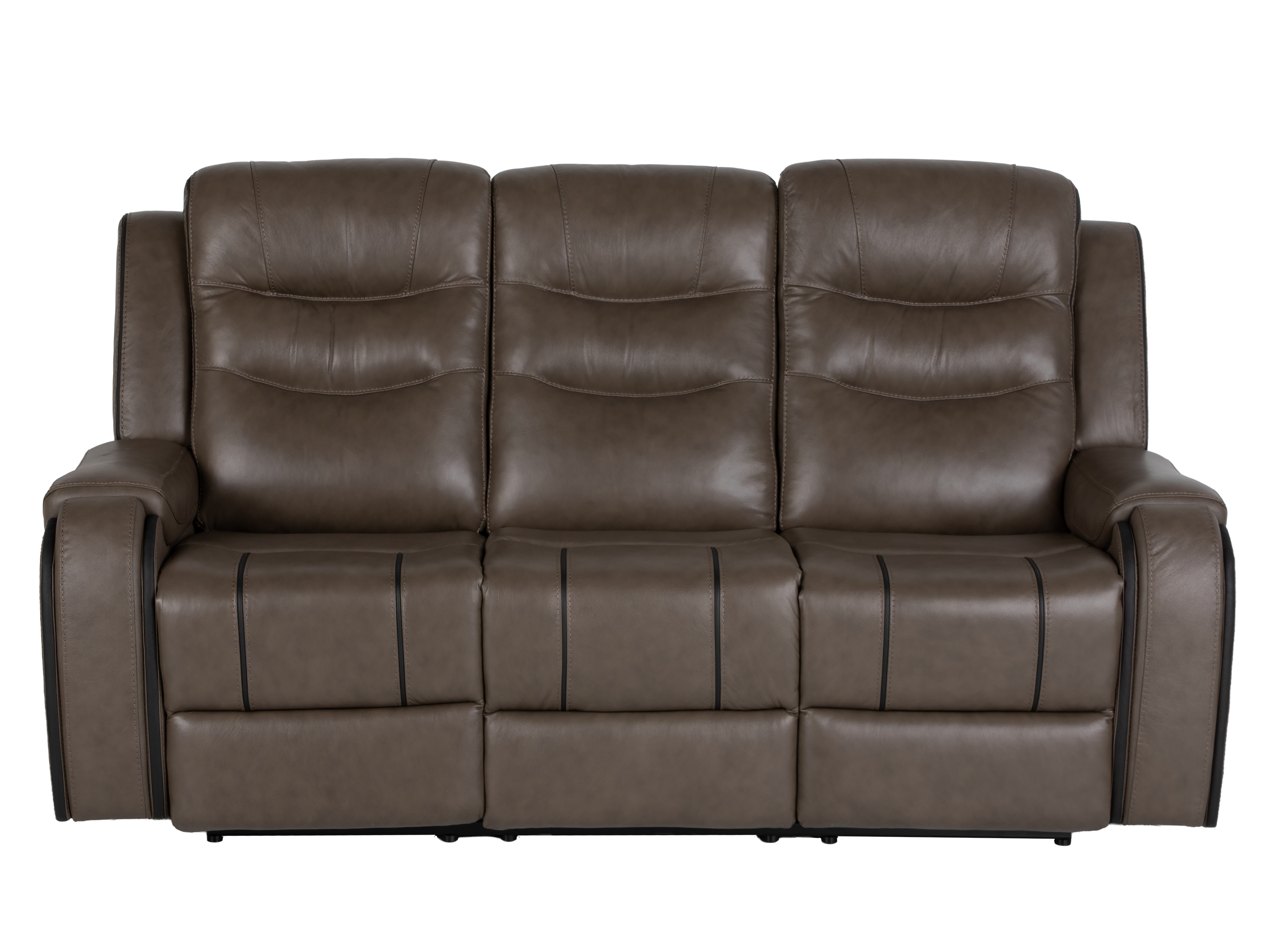 Warm Gray Top Grain Leather Power Reclining 3-Piece Living Room Set with Power Headrests