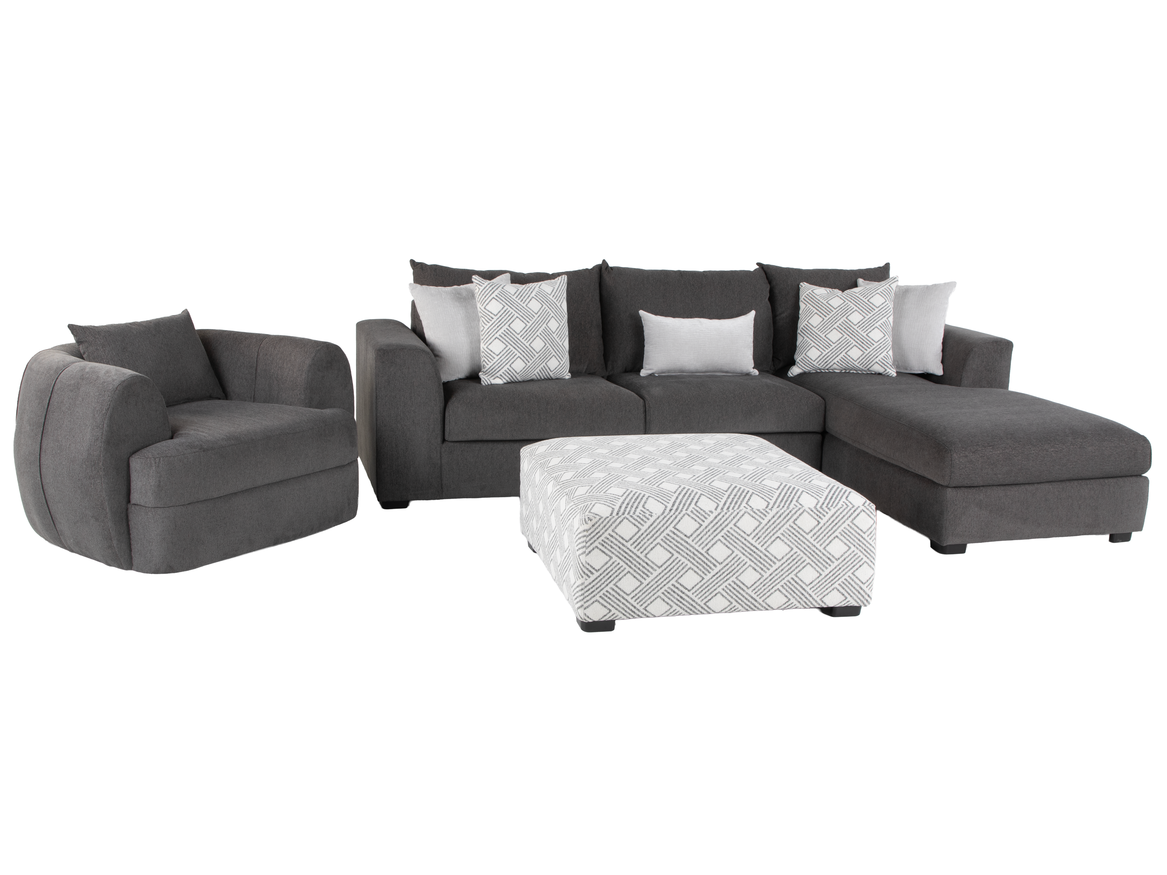 Gray Geometric Cocktail Ottoman